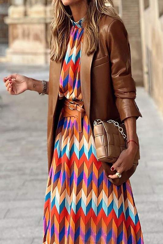 3 4 SLEEVES VINTAGE PRINT MIDI DRESS - Missyess