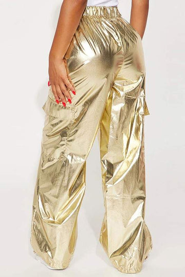 METALLIC BAGGY LONG PANTS