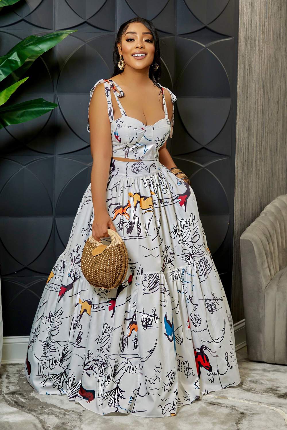 Summer Floral Maxi Dress with Spaghetti Straps