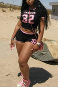 NUMBER PRINT FITTED TEE AND SHORTS SET