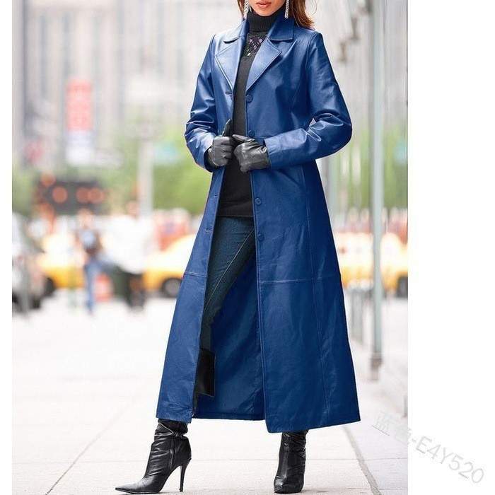   BUTTON LEATHER LONG COAT SLIM FIT   LEATHER TRENCHCOAT