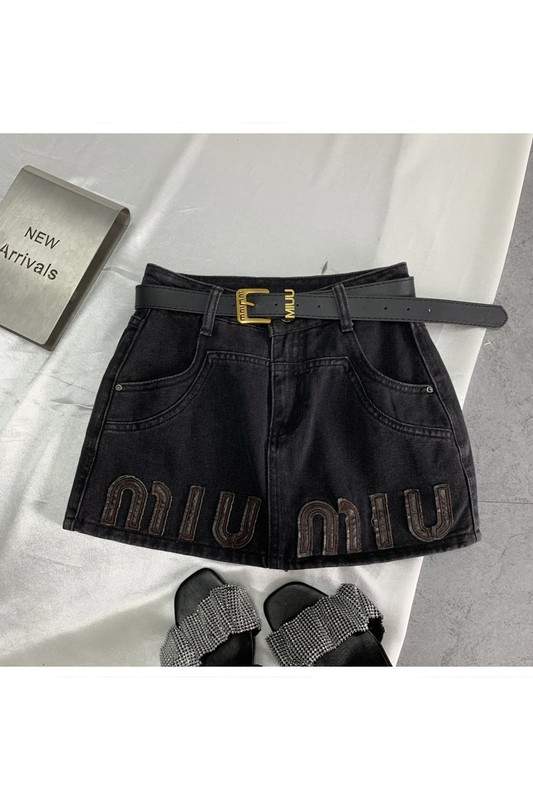 Denim Skirt with Belt, High-Waisted Trends