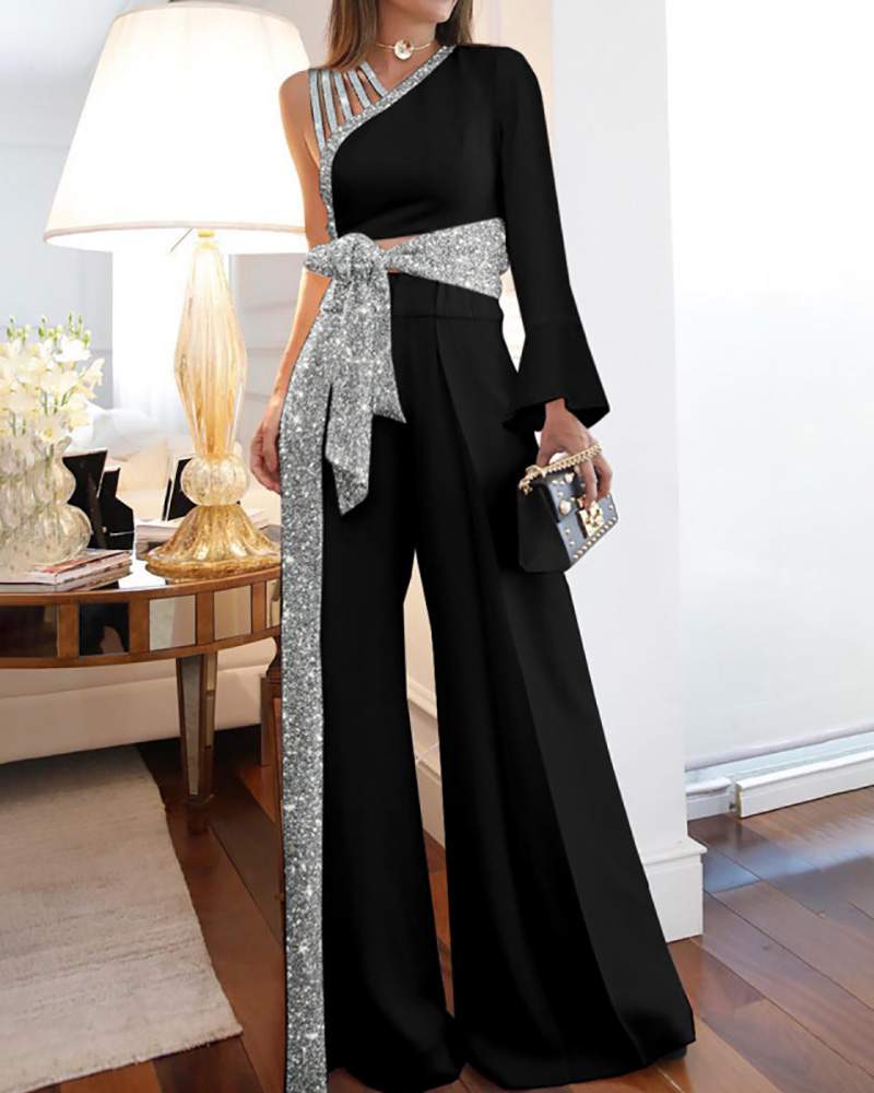 Stylish Party Jumpsuit with Sequins