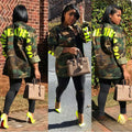 EXPLOSIONS SEXY CAMOUFLAGE LONG SLEEVE LETTER COAT FOR WOMEN