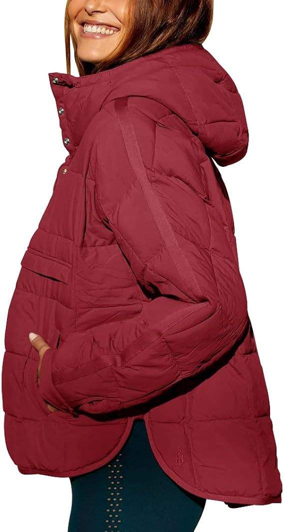 SOLID COLOR HOODED COTTON PADDED FOLDABLE PADDED PULLOVER POCKET LONG SLEEVE COAT FOR WOMEN