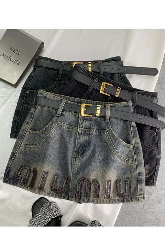Denim Skirt with Belt, High-Waisted Trends