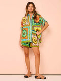 LOOSE CASUAL SHORTS FASHION ALL MATCH DAISY FLOWER LINEN TWO SUIT