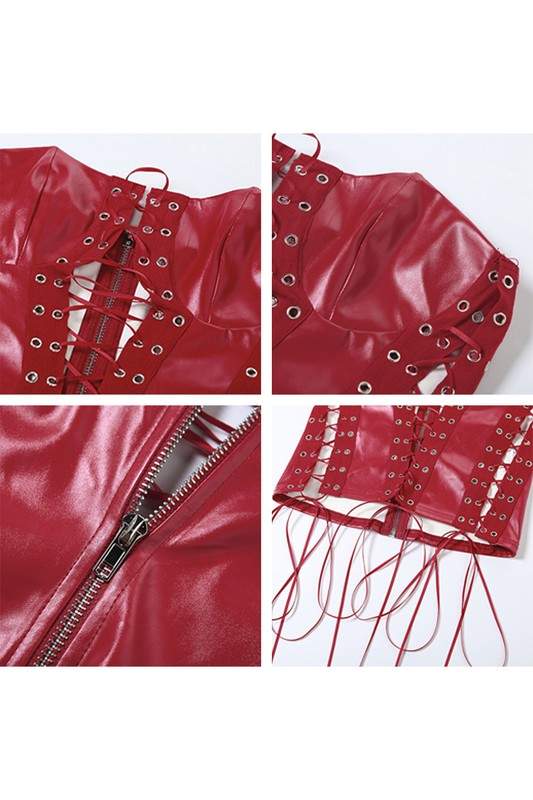 FAUX LEATHER BUSTIER TOP