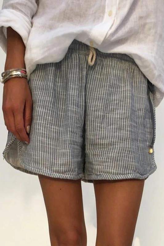 CASUAL ELASTIC WAIST COTTON SHORTS