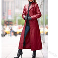   BUTTON LEATHER LONG COAT SLIM FIT   LEATHER TRENCHCOAT