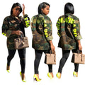 EXPLOSIONS SEXY CAMOUFLAGE LONG SLEEVE LETTER COAT FOR WOMEN