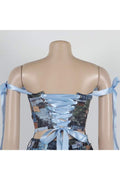 PAINTING OFF SHOULDER TIE WRAP PANT SETS