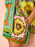 LOOSE CASUAL SHORTS FASHION ALL MATCH DAISY FLOWER LINEN TWO SUIT