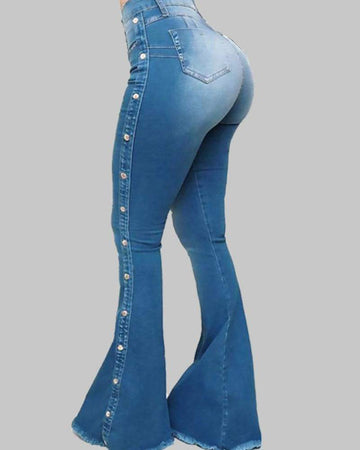 Trendy High-Waisted Denim Flare