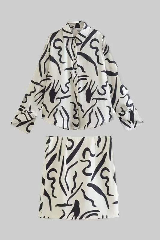 GRAPHIC SHIRT AND SKIRT SET