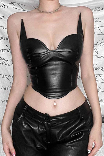 VEGAN LEATHER BUSTIER TOP