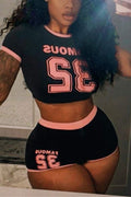 NUMBER PRINT FITTED TEE AND SHORTS SET