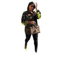 EXPLOSIONS SEXY CAMOUFLAGE LONG SLEEVE LETTER COAT FOR WOMEN