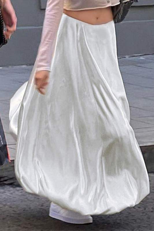 SATIN PUFF LONG SKIRT