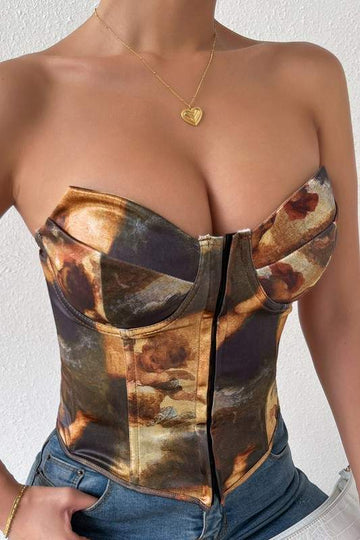 GRAPHIC BUSTIER TOP