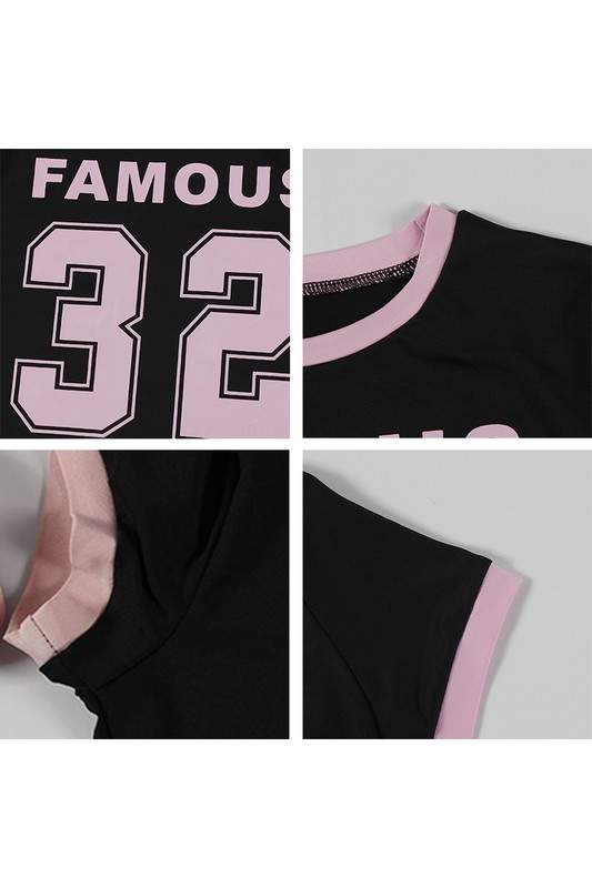 NUMBER PRINT FITTED TEE AND SHORTS SET