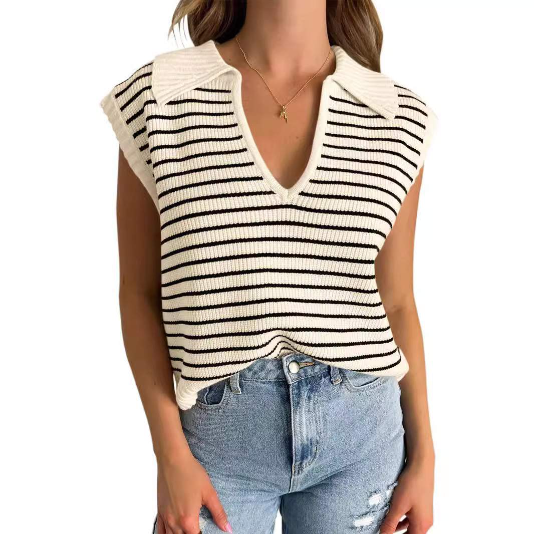 V COLLAR HAT SLEEVE SHIRT SLEEVELESS SPRING CLOTHES SWEATER VEST