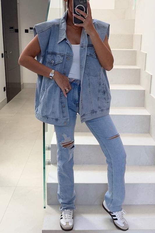 SLEEVELESS DENIM VEST