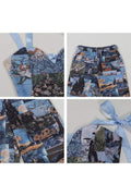 PAINTING OFF SHOULDER TIE WRAP PANT SETS