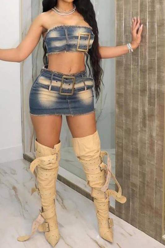 BELT BANDEAU TOP SKIRT SET