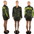 EXPLOSIONS SEXY CAMOUFLAGE LONG SLEEVE LETTER COAT FOR WOMEN