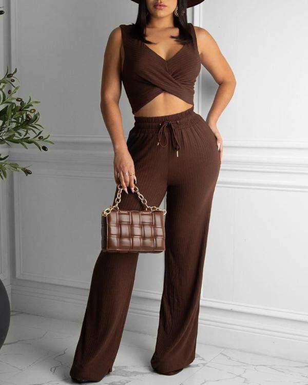 Matching Set: Trendy Ribbed Jumpsuit