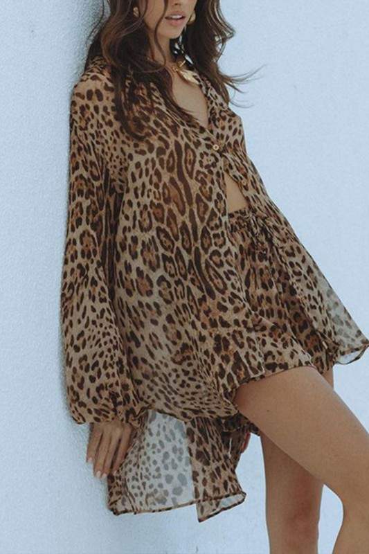 LEOPARD PRINT TOP SHORTS SET