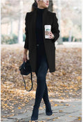 SOLID COLOR STAND COLLAR WOOL COAT