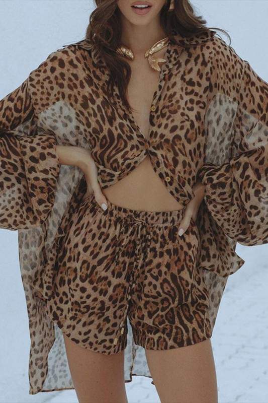 LEOPARD PRINT TOP SHORTS SET