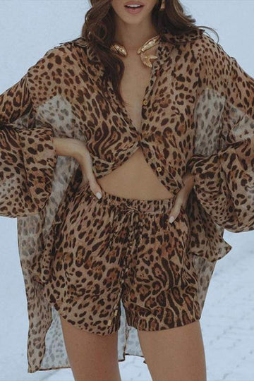 LEOPARD PRINT TOP SHORTS SET