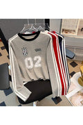 NUMBER PRINT FITTED LONG SLEEVE TOP