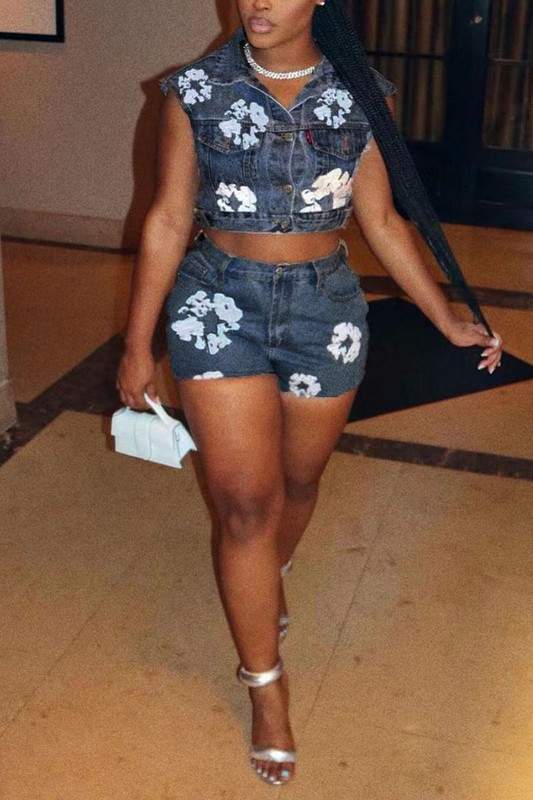 DENIM VEST AND SHORTS SET