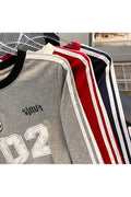 NUMBER PRINT FITTED LONG SLEEVE TOP