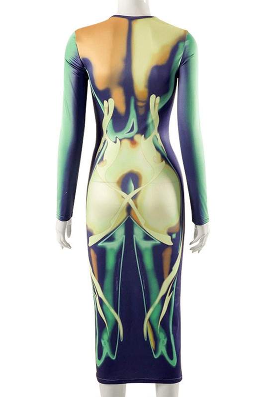 BODY PRINTED BODYCON MIDIDRESS