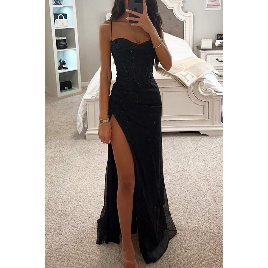 PARTY SLING DRESS  LOOSE  SPLIT  