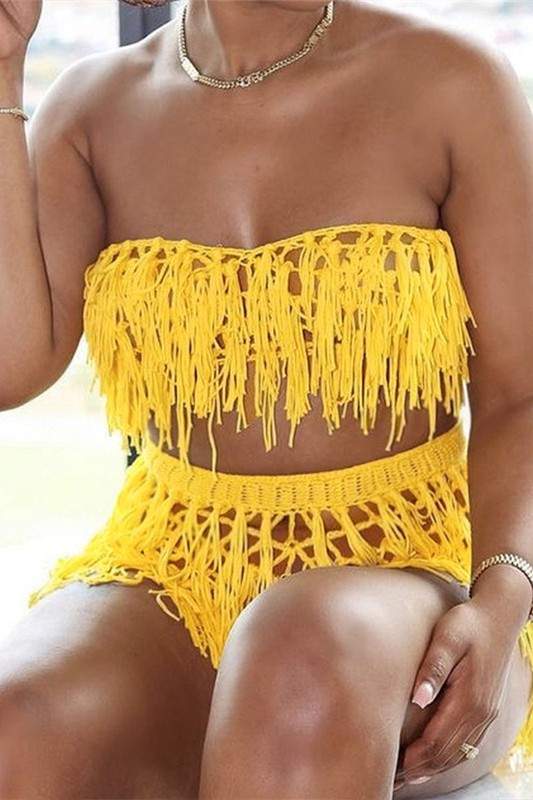 CROCHET TUBE TOP AND SHORTS SET