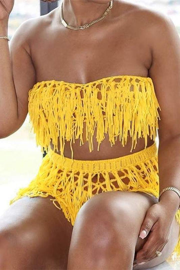 CROCHET TUBE TOP AND SHORTS SET