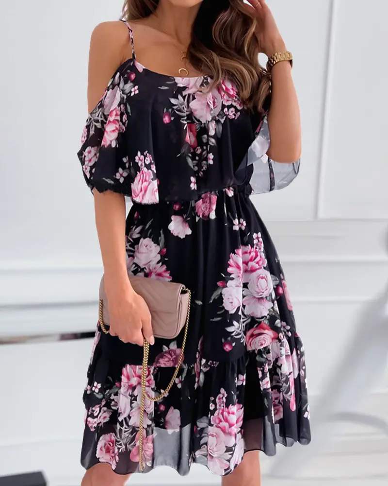 Cold Shoulder Floral Dress, Women’s Sundress