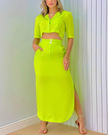 Crop Top and High-Waisted Skirt Set