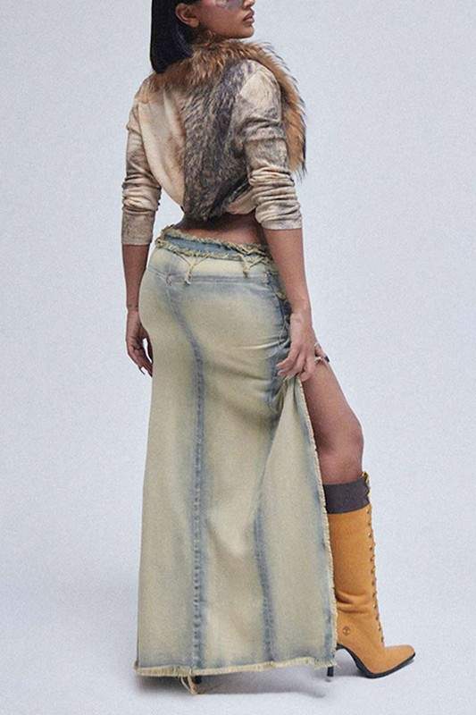 Fashion-Forward: Distressed Denim Two-Piece
