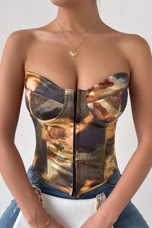 GRAPHIC BUSTIER TOP