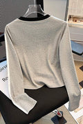 NUMBER PRINT FITTED LONG SLEEVE TOP