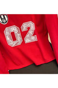 NUMBER PRINT FITTED LONG SLEEVE TOP