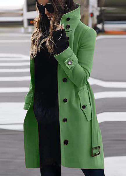  ROW MULTI BUTTON WOOLEN BUTTON COLLAR COAT