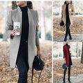  SOLID COLOR STAND COLLAR WOOL COAT